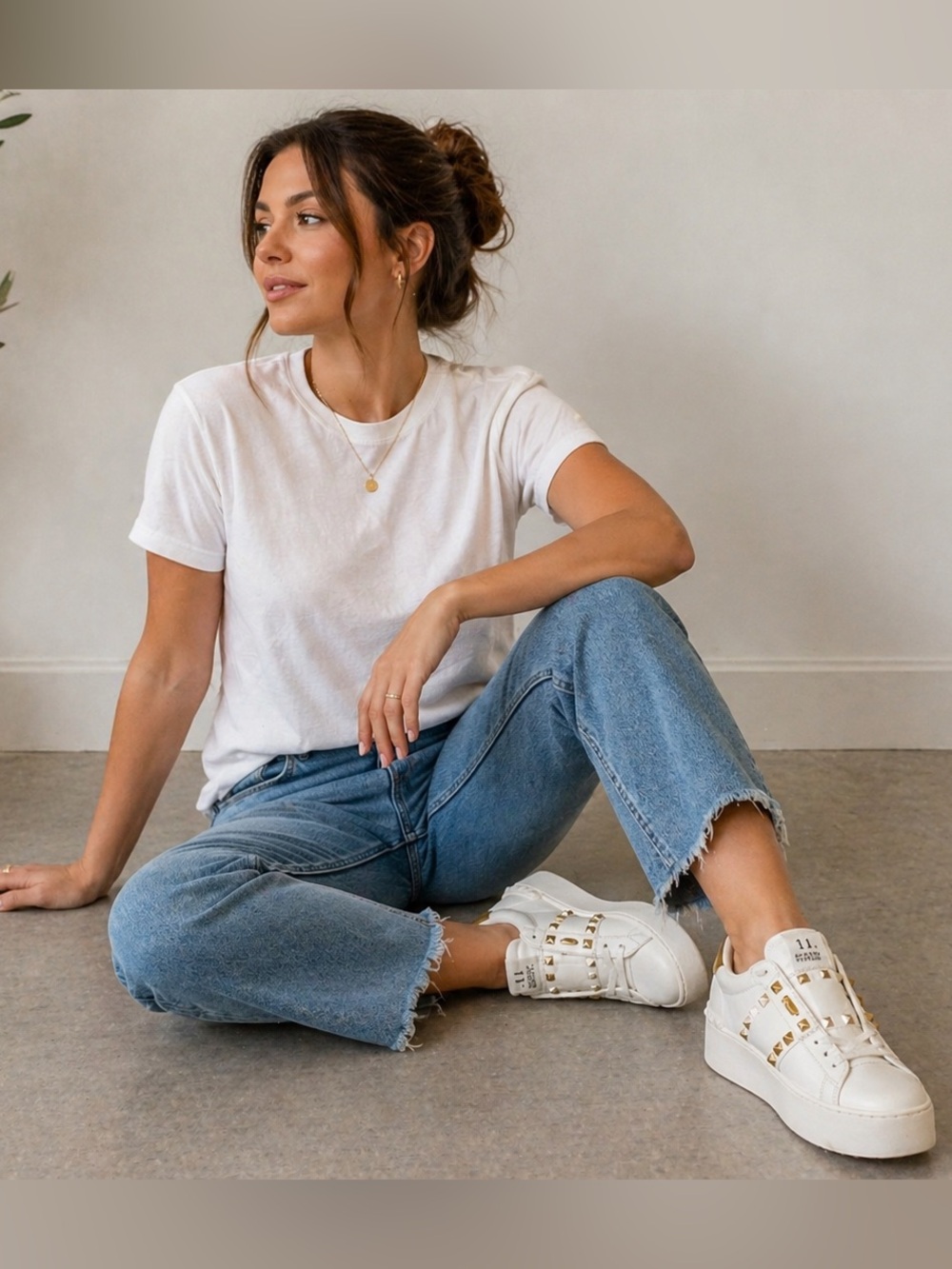 Valentino Garavani White Platform Sneakers with Gold Studs 11. Rockstud Untitled